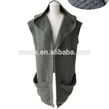 15ASW1009 Hood sin mangas chaqueta de punto de lana de diseño de suéter para niña